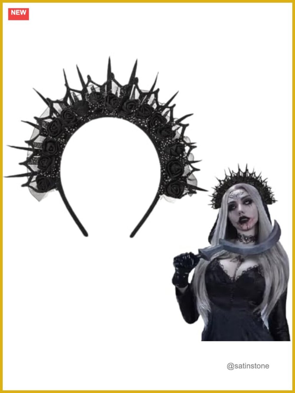 Gothic Rose Flower Crown Headband Halo Hair Band Halloween Cosplay Costume